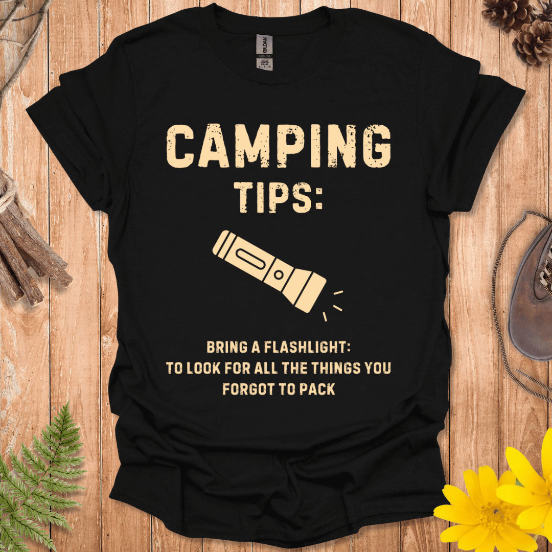 Camping Tips Flashlight T-Shirt