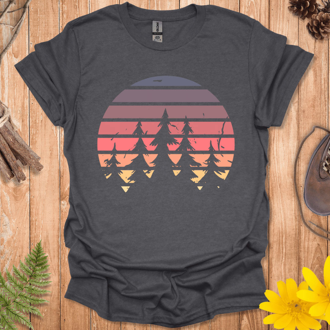 Retro Sunset Trees T-Shirt