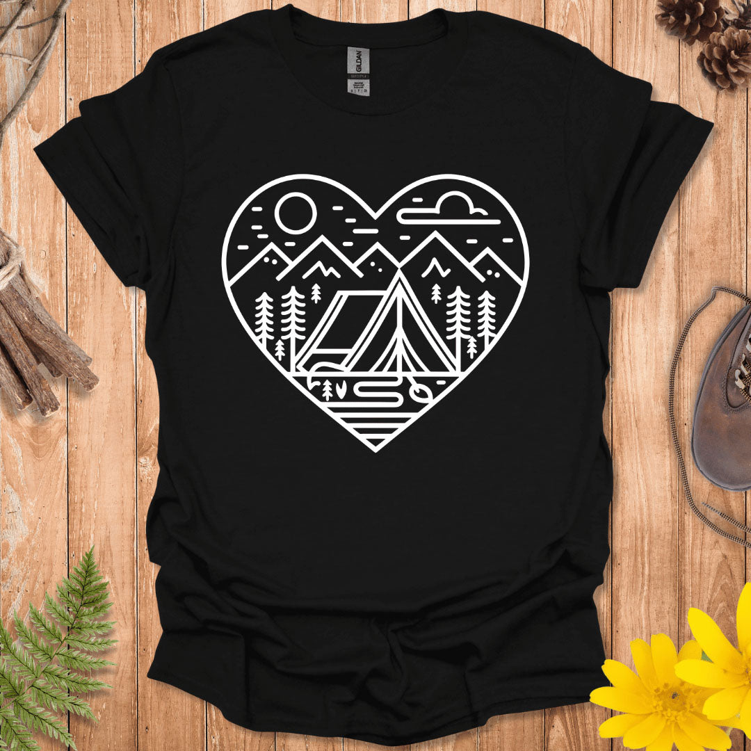 Camping Line Heart T-Shirt