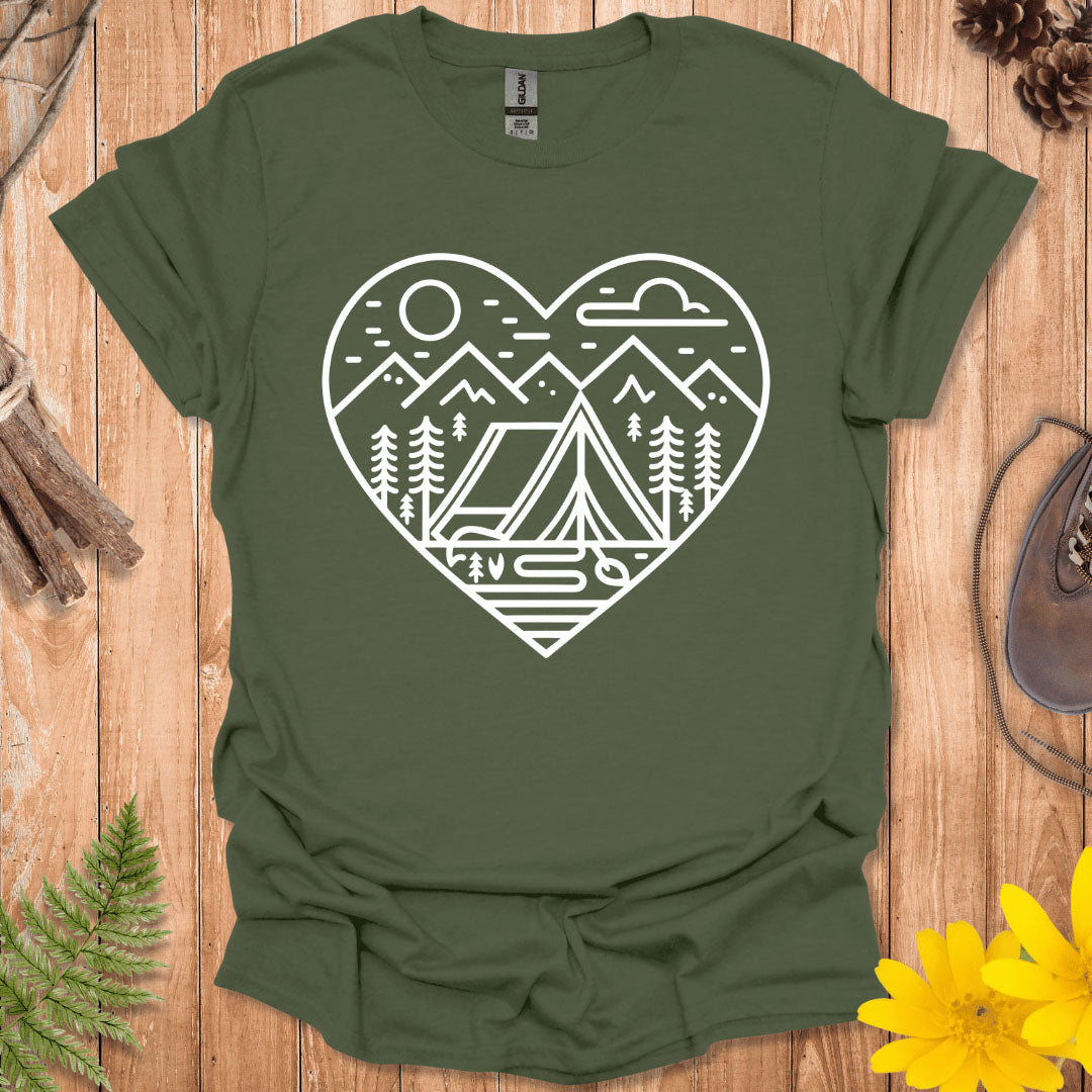 Camping Line Heart T-Shirt