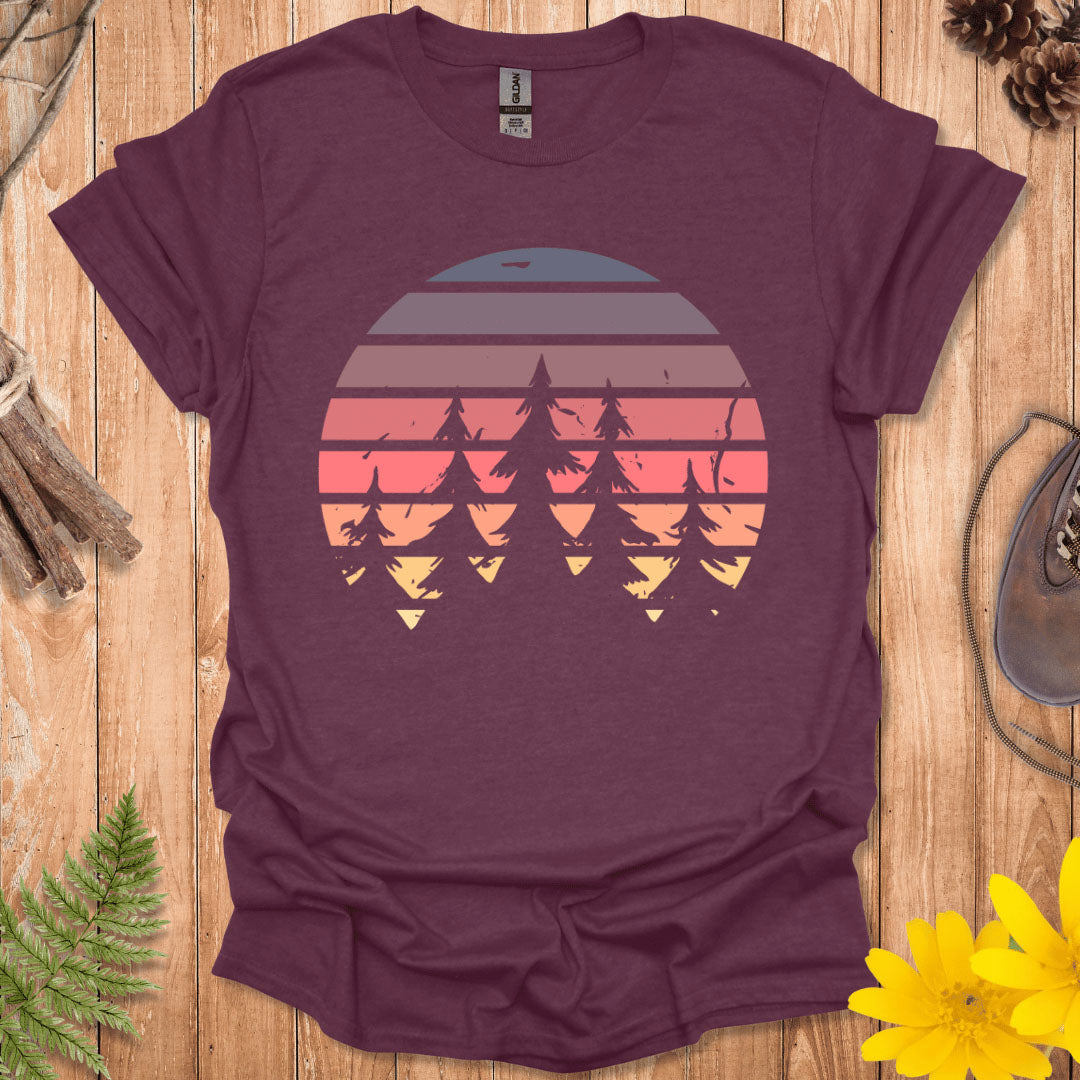 Retro Sunset Trees T-Shirt