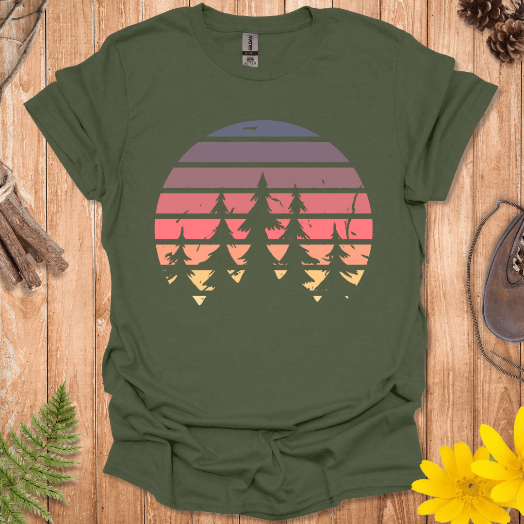 Retro Sunset Trees T-Shirt