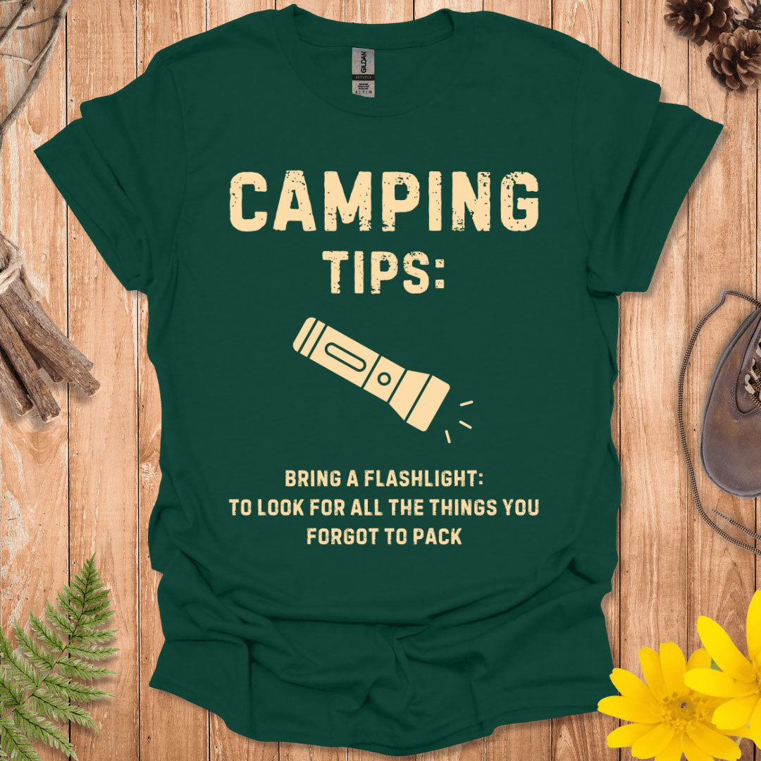 Camping Tips Flashlight T-Shirt