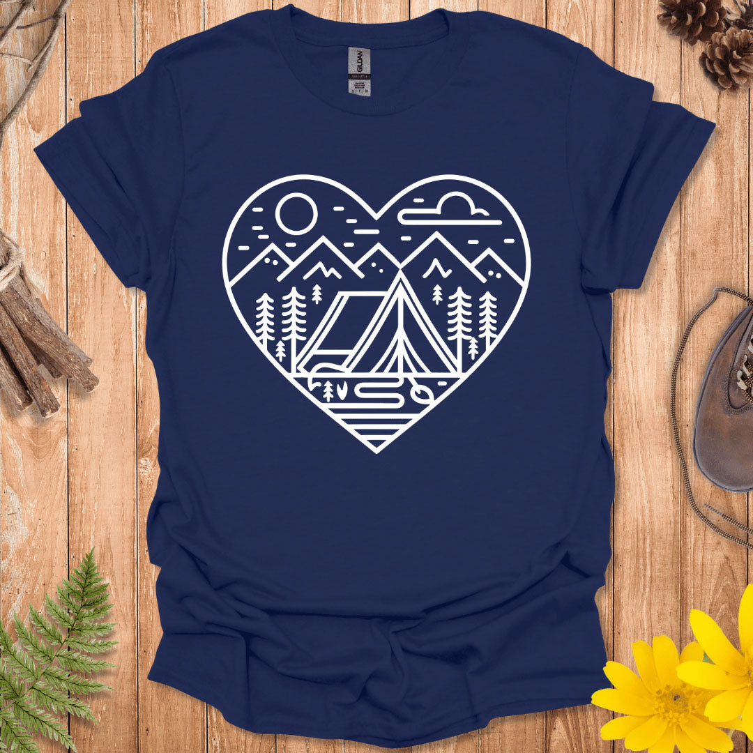 Camping Line Heart T-Shirt