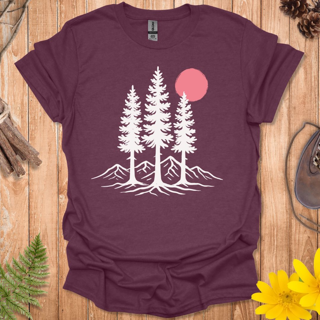 Pink Sun Over Trees T-Shirt