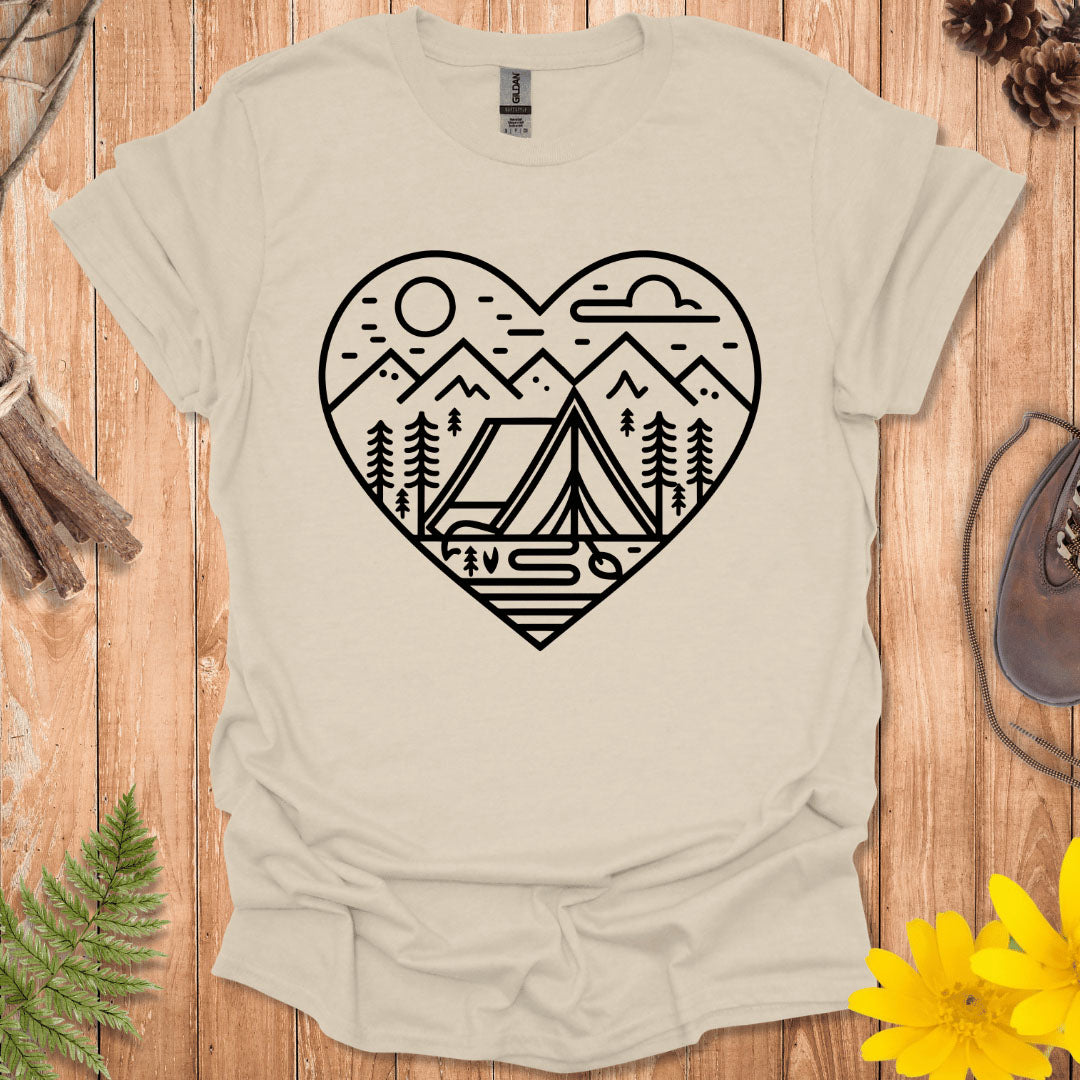 Camping Line Heart T-Shirt