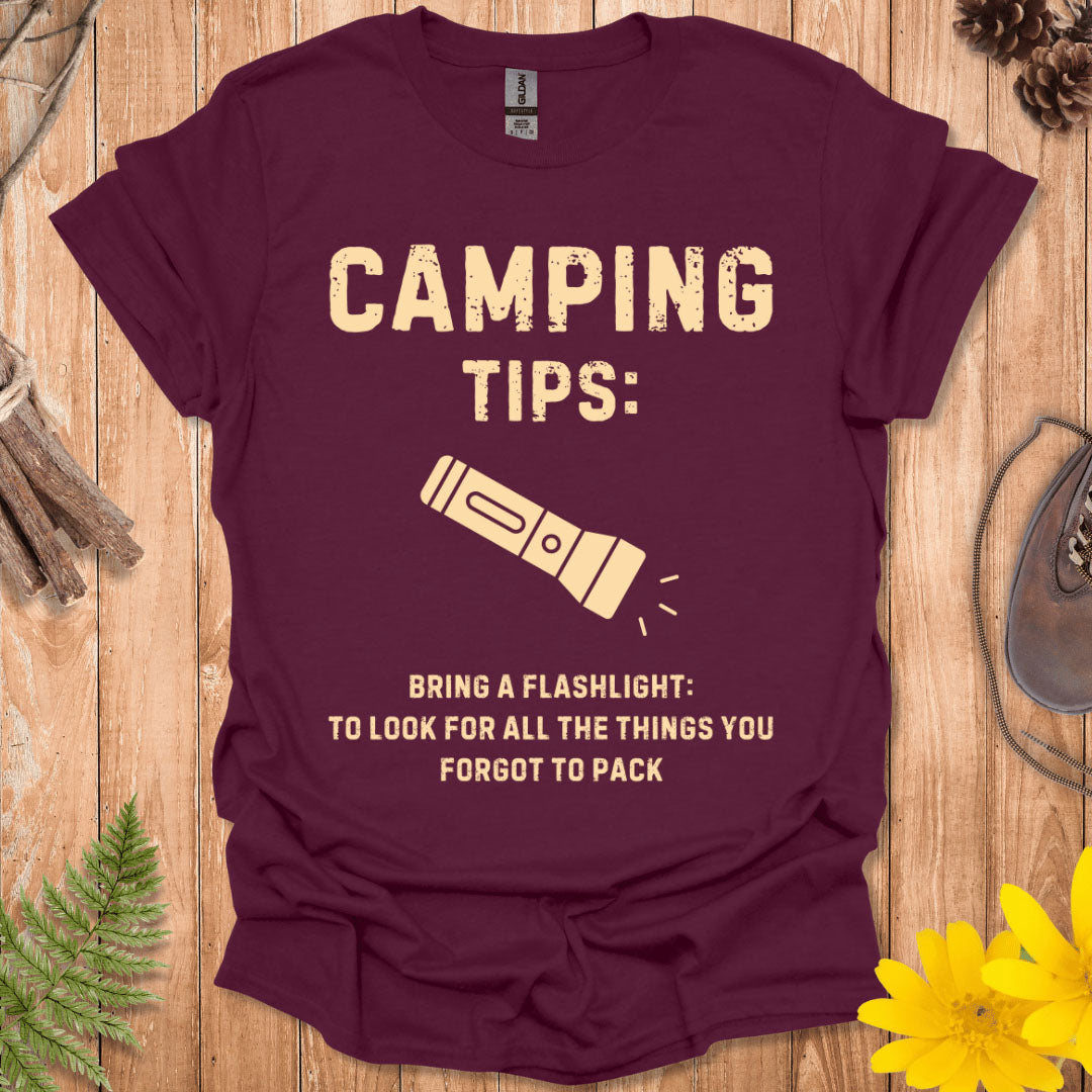 Camping Tips Flashlight T-Shirt