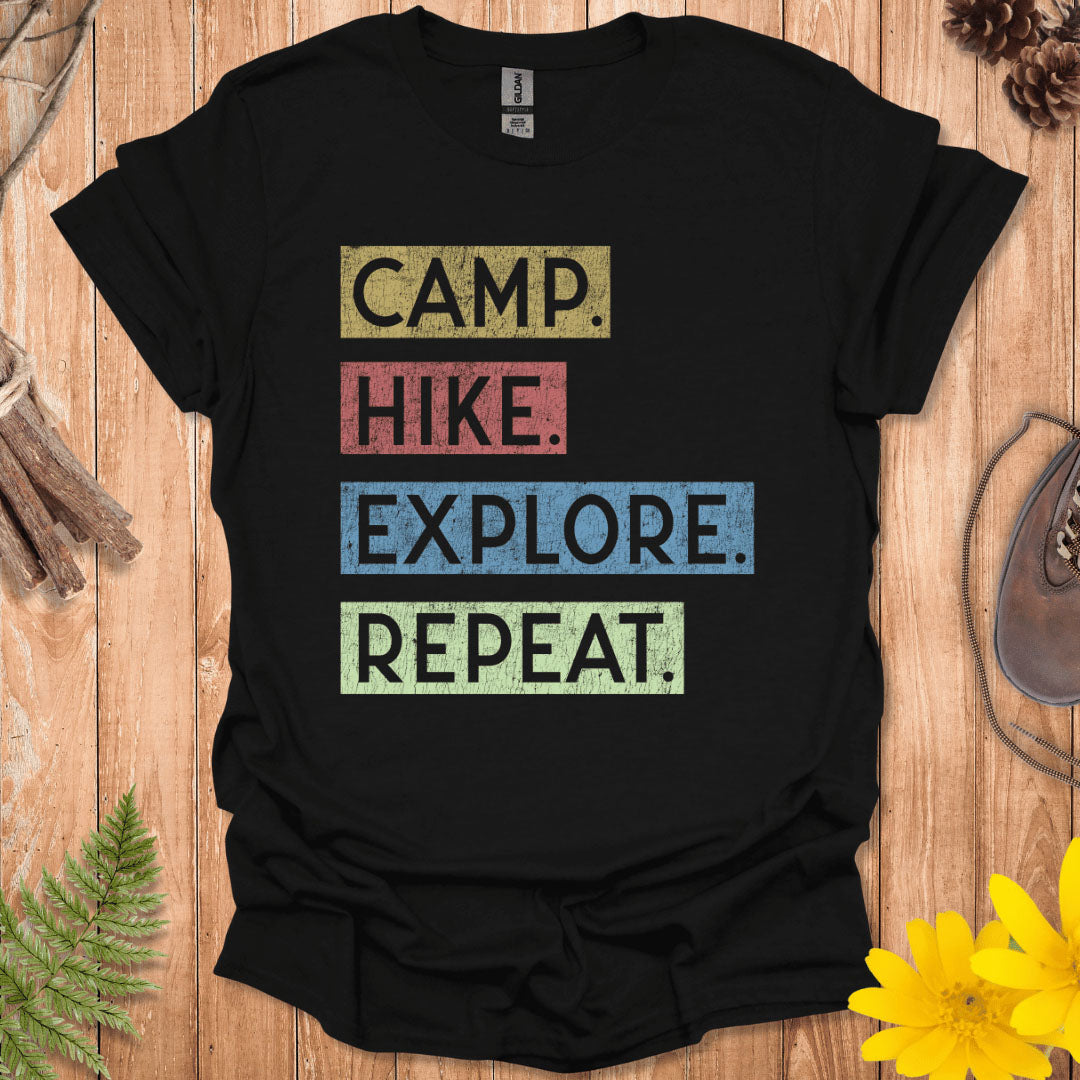 Camp Hike Explore Repeat T-Shirt