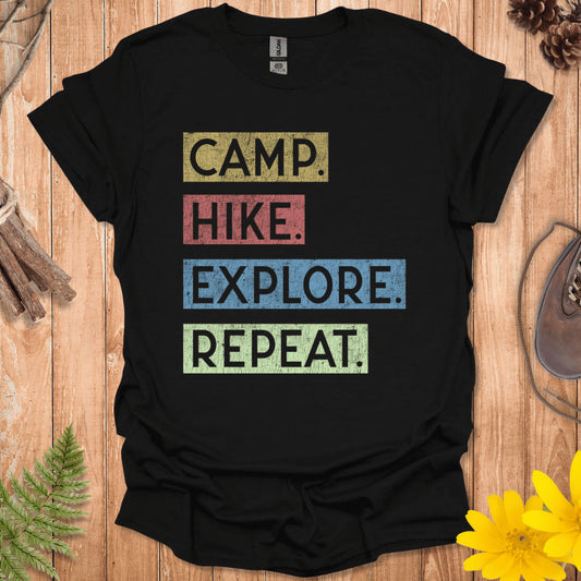 Camp Hike Explore Repeat T-Shirt