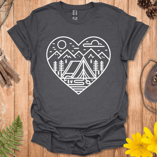 Camping Line Heart T-Shirt