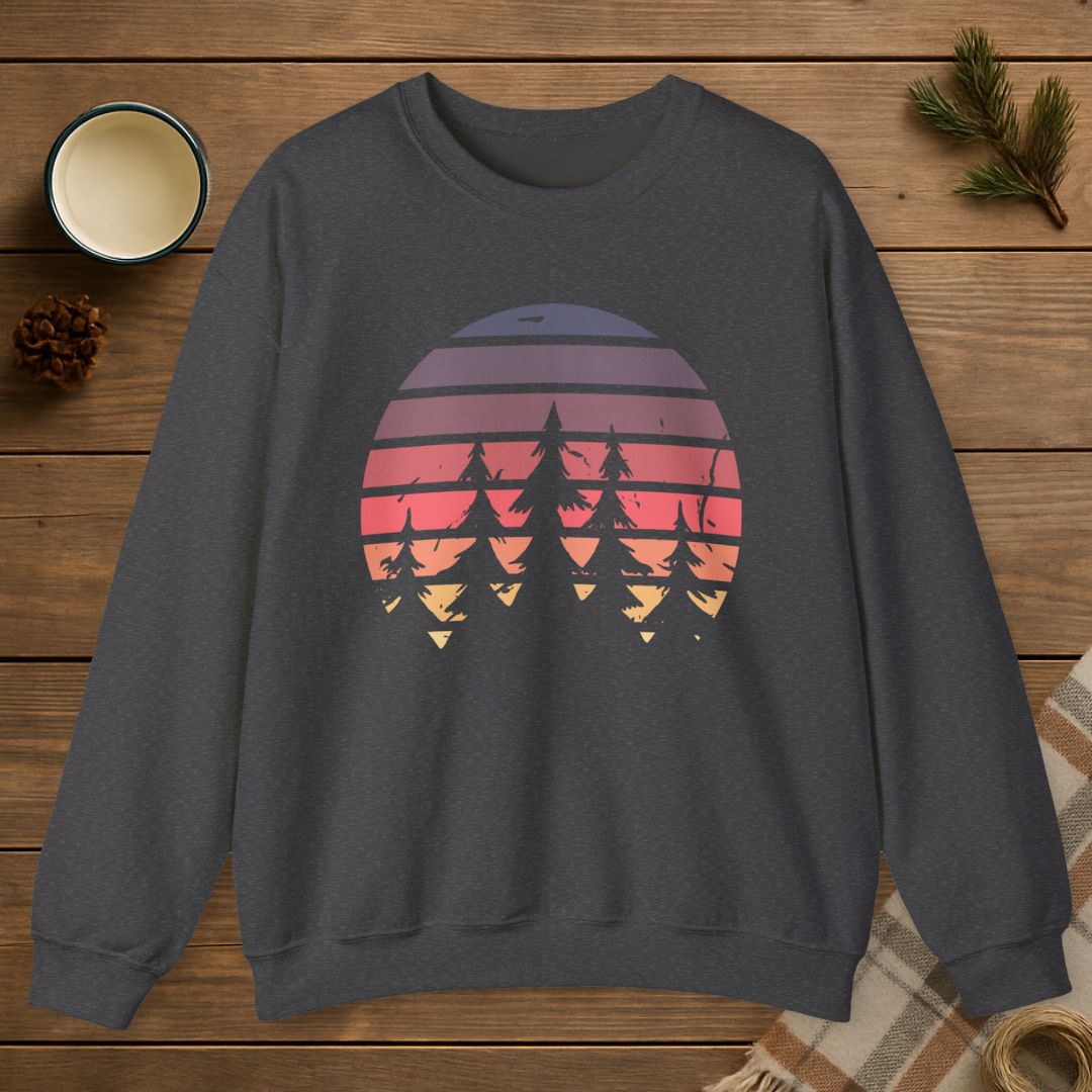 Retro Sunset Trees Sweatshirt