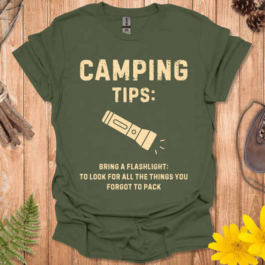 Camping Tips Flashlight T-Shirt