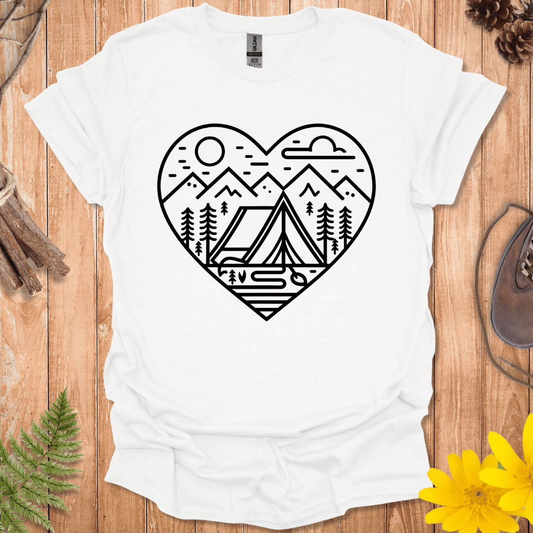 Camping Line Heart T-Shirt